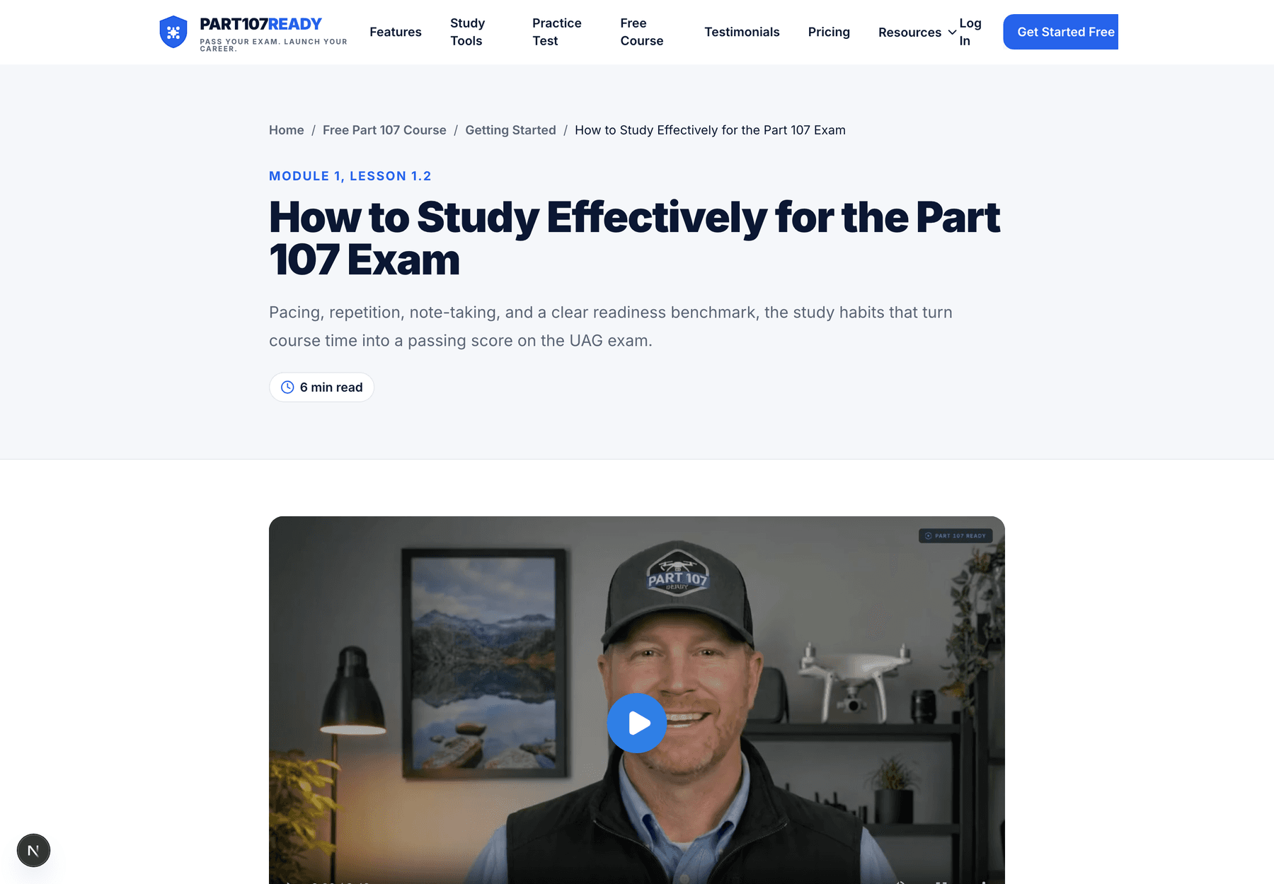 SIE Exam Ready web course lesson with video player